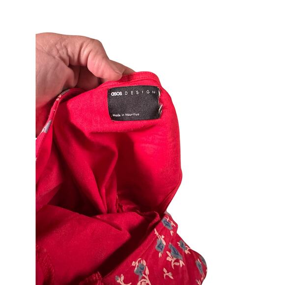 Red Ditsy Floral V-Neck Mini Sleeveless  Swing Dress Womens Size 10-12 - Picture 10 of 10